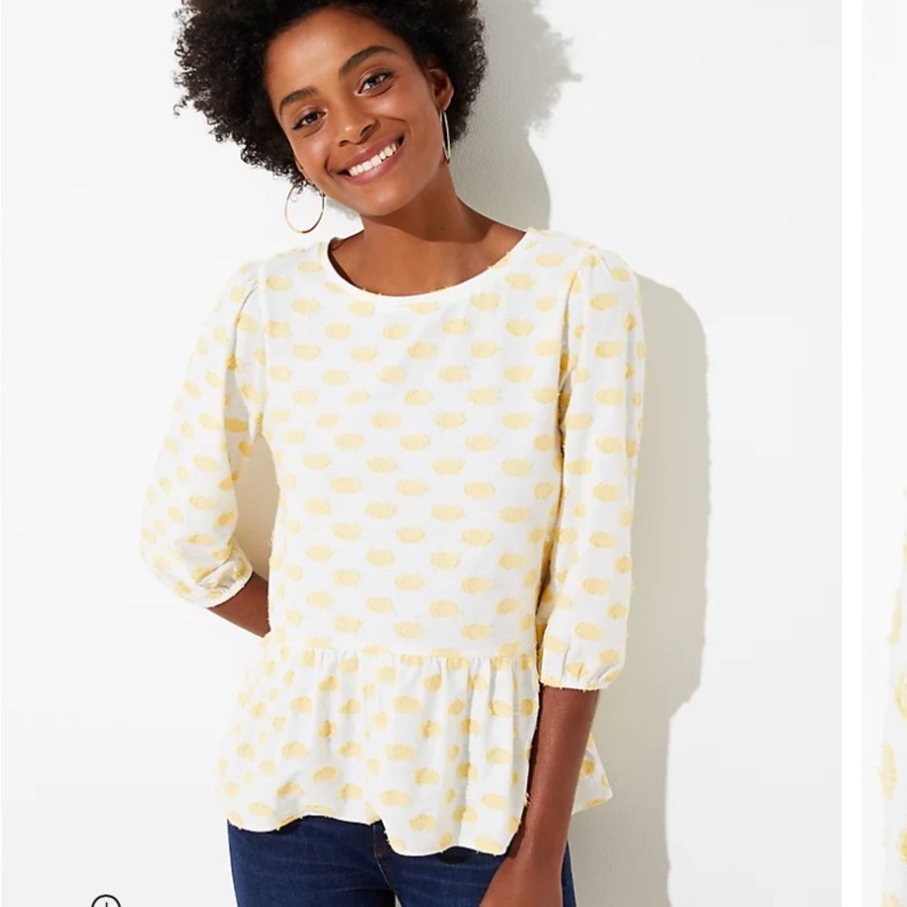 Loft Clip Yellow Dot Peplum Top